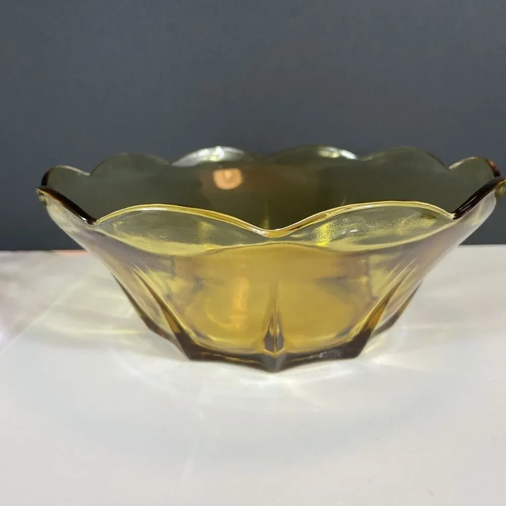 Anchor Hocking Bowl Set Honey Gold Set  Serving Yellow Swedish Modern Vtg